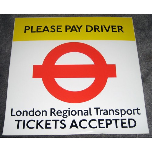 London Regional Transport Tickets Accepted Vinyl Sticker - Set of 2