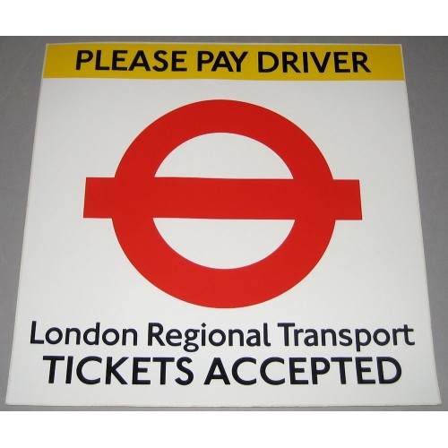 London Regional Transport Tickets Accepted Vinyl Sticker