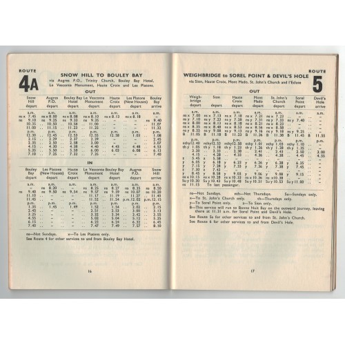 Jersey Motor Transport (JMT) Time Table Booklet - Summer 1959 Jersey Motor Transport (JMT) Time Table Booklet - Summer 1959