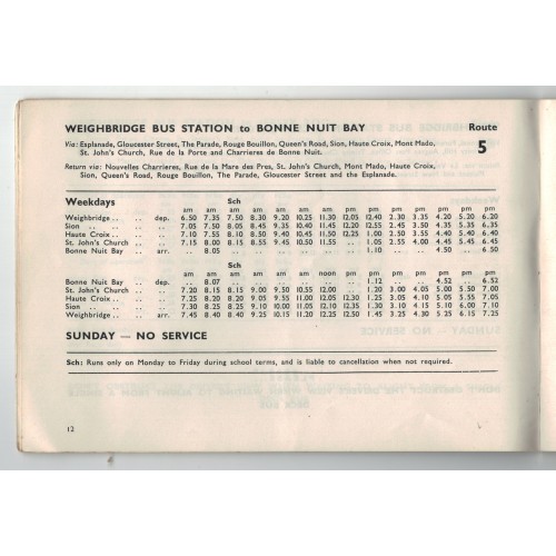 Jersey Motor Transport (JMT) Timetable Booklet - 1st October 1972
