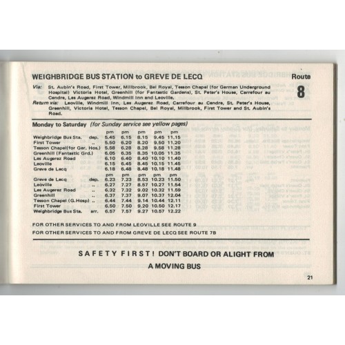 Jersey Motor Transport (JMT) Timetable Booklet - 20th May 1974 Jersey Motor Transport (JMT) Timetable Booklet - 20th May 1974